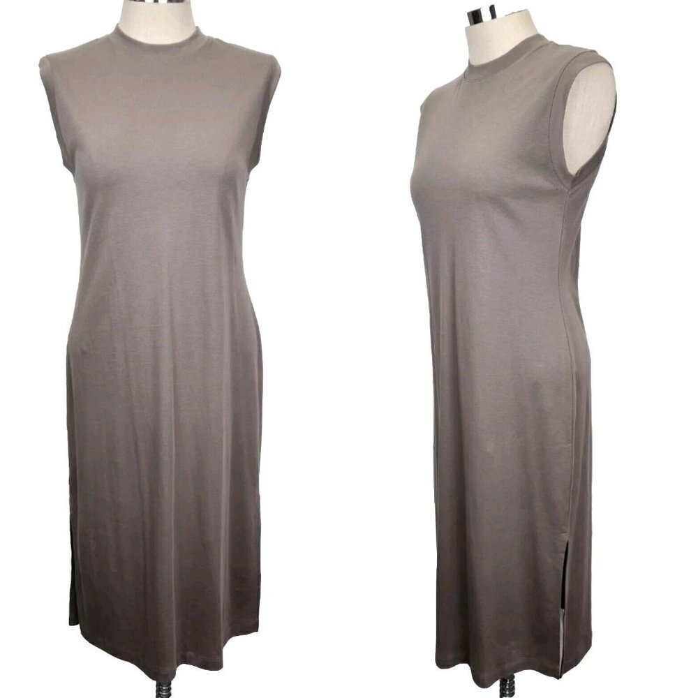 MM Lafleur NWT Alina 1.0 T-Shirt Dress M Pebble Gray Pima Cotton Midi Shift